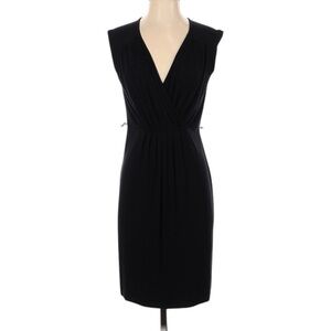 Joan Vass Women’s Classic Black V-Neck Sheath Dress Size Small